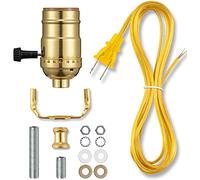 Lamp Repair Kit for Table Lamps and Floor Lamps, Lamp Rewiring Kit with 3 Way Lamp Socket Replacement, 12FT Cord and Essential Hardware, Lamp Part Kits for Do It Yourself (Brass Finish)