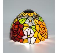 Lamp Replacement, 8 Inch Small Stained Glass Ceiling Shade Only Dazzling Roses Vintage Art Deco for Table Lamps Pendant Light