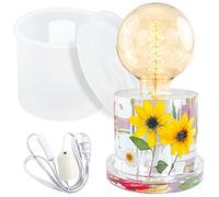 Lamp Resin Silicone Mould Polymer Clay Mold Cylinder Bulb Holder Stand with Light Socket 4inch Tall, Kit for Casting Craft
