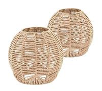 Lamp Shade 2 Pcs Round Small Pendant Lamp Shade Rattan Woven Chandelier Light Shades Replacement Hanging Cage Guard for Bedroom