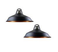 Lamp Shade Metal 30cm Modern Hanging Ceiling Lighting for Bedroom - Industrial Replacement Kitchen Light Shade Easy Fit E27 Hanging Pendant (Black Inner Gold)