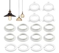 Lamp Shade Reducer Ring, 16 Pcs E27 to E14 Lampshade Reducer Ring Plastic Light Shade Reducer Ring White E14 Socket Replacement Ring Screw Light Fitting Adapter Ring for Table Lamp Ceiling Lights