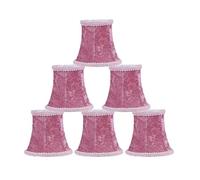Lamp Shades Set of 6, Fabric Lampshade, Handmade Bell Shade, Small Pleated Empire Shape Chandelier Clip-On Lamp Shade for Table Lamp,Pink
