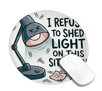 Lamp Small Mouse Pad, Cartoon Humorous Paperclip Stapler Black Round Rubber Washable Portable Travel Mousepad Desk Accessories for Gaming Computer Laptop Round 8x8 Inch