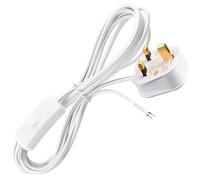 Lamp Switch, Table Lamp Cable, 2 Core Pre-Made Cable with Inline Switch, 1.8m Stripped Open End Lead for DIY Lamp Repair, 250V 6A Light UK Plug with 13A Fused, Suitable for Desk Lamp, White