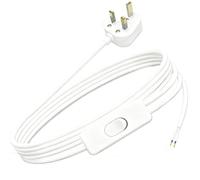 Lamp Switch, Table Lamp Cable, 2 Core Pre-Made Cable with Inline Switch 2.5 Meters, 250V 6A Light UK Plug with 13A Fused, Suitable for Desk Lamp, White
