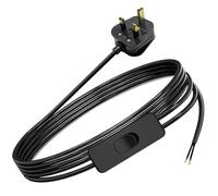 Lamp Switch, Table Lamp Cable, 2 Core Pre-Made Cable with Inline Switch 3.5 Meters, 250V 6A Light UK Plug with 13A Fused, Suitable for Desk Lamp, Black