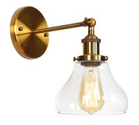 Lamp Wall Sconce Industrial 1-Light Rustic Wall Mount Light Fixture - Wall s with 7.2" Bell Clear Glass Shade for Restaurant Corridor Balcony Bedroom Farmhouse Garage Warehouse/a