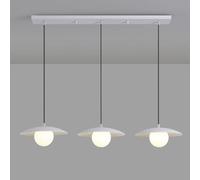 lamp White Dining Room Chaner, Ultra-Thin Metal Light with Glass Ball Shade, G9 Lighting Fixture, Kitchen Island Decorative Changing Lamp, Modern Industrial Drop Lights/3-Heads Long Disc lamp