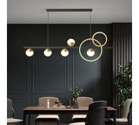 Lampadario Lungo In Oro Nero Con Cerchi, Minimalista, Decorazione Per La Casa Lunga, In Alluminio E Ferro, Linea Di Illuminazione A Sospensione A Led, Moderna Lampada, B-120cm, Stepless dimming
