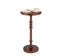Lampaggio Round Side Table for Small Spaces, Drink Table with Oak Wood Pedestal Base, Modern Accent End Table or Nightstand for Living Room, Bedroom, Office, and Corners, Tool-Free Assembly,Brown