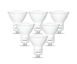 LAMPAOUS® GU10 5W LED Light Bulbs, 6000K Daylight White, 50Watt GU10 Halogen Lamps Replacement, Non Dimmable, 120° Beam Angle, with Super Bright Samsung SMD LED 450LM, 6 Pack