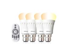 LAMPAOUS Smart Bayonet Light Bulb, A60 B22 Dimmable LED Bulb, 9W White Ambiance Lighting Bulb with Warm White, Natural White and Cool White Ajustable, 90 Lumen to 800 Lumen Dual White Dimmable 4 Pack