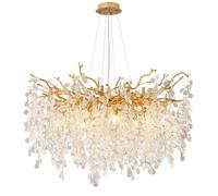 Lámpara de araña de Cristal Dorada de lujo, moderna lámpara colgante para techos Altos, lámparas de araña con Forma de rama de árbol para comedor, isla de cocina, dormitorio, sala de Estar, Redonda d