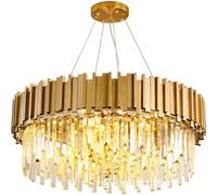 Lámpara de araña moderna de Cristal chapada en oro con Forma de gota de Lluvia, lámpara de techo colgante Redonda de lujo, lámpara de araña contemporánea, luminaria para comedor, sala de Estar, isla