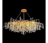 Lámpara de araña moderna de Cristal con Forma de gota de Lluvia, Ajustable en altura, Rectangular, Dorada, Estilo Art déco, con Forma de rama de árbol, para sala de Estar, isla de cocina, vestíbulo y