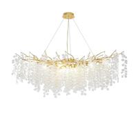 Lámpara de araña moderna de Cristal con Forma de rama de árbol, L120cm, Rectangular ovalada con Forma de gota de Lluvia, lámpara colgante de Interior Estilo Art déco para comedor, isla de cocina, sal