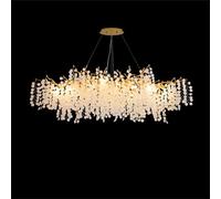 Lámpara de araña moderna de cristal con forma de rama de árbol, lámpara colgante de cristal Art Déco dorada de lujo con forma de gota de lluvia para comedor, sala de estar, dormitorio, vestíbulo o en