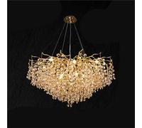 Lámpara de araña moderna de Cristal con Forma de rama de árbol, lámpara colgante de Interior con diseño de gota de Lluvia Dorada, lujosa lámpara de araña de Cristal para techos Altos, Ideal para Come