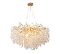 Lámpara de araña moderna de Cristal con Forma de rama de árbol, lámpara colgante Grande Redonda Dorada con Forma de gota de Lluvia para interiores, Ideal para comedor, isla de cocina, sala de Estar o