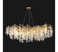 Lámpara de araña Rectangular Grande de Cristal con Forma de rama Dorada, lámpara moderna para comedor - Lámpara Elegante de Cristal con 10 Luces para sala de Estar, comedor, dormitorio, recibidor L10