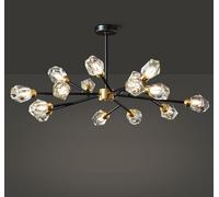 Lámparas de araña de Cristal de mediados de siglo, lámpara de araña moderna Negra y Dorada, lámpara de araña de Cristal con Forma de rama para comedor, dormitorio y sala de Estar, 15 Luces (15 Luces)