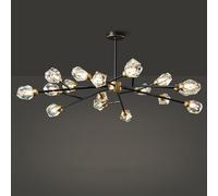 Lámparas de araña de cristal de mediados de siglo, lámpara de araña moderna negra y dorada, lámpara de araña de cristal con forma de rama para comedor, dormitorio y sala de estar, 15 luces (9 luces)