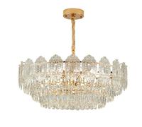 Lámparas de araña modernas doradas, lámpara de techo colgante de Cristal con diseño de nube, lámpara de araña Redonda de Cristal de 55 cm de diámetro, 9 Luces, aplicable a sala de Estar, dormitorio,