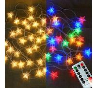 LAMPDREAM Abkshine 25Ft 50LEDs Battery Powered Star Fairy Lights, 8 Modes Warm White Color Changing LED Star String Lights for Wedding, Christmas, Birthday, Halloween, Mother Day
