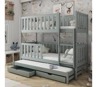 lampe wooden bunk bed without mattress and trundle in grey