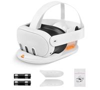 Lampelc Headset Charging Dock for Meta Quest 3, Fast Charging Station with LED Indicator, Magnetic Charging Dock Station for VR Headset & Controllers, with 2 Rechargeable Batteries