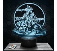 Lampephoto.fr - 3D Lamp Hell Divers 2, Video Game Geek Gift for Men, Gamer, Touch LED Night Light, 3D Hologram Effect, Christmas Birthday Gift Idea for Men and Women, Bedroom Decoration Object