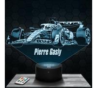 Lampephoto.fr - 3D Lamp P. Gasly F1 Automobile Car, Touch LED Night Light, 3D Hologram Effect, Christmas Birthday Gift Idea for Men, Bedroom Decoration Object
