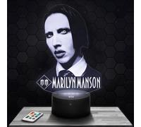 Lampephoto.fr - Marilyn Manson Lamp Singer 3D Touch Night Light | Made in France, Choice of Base and Size, Adjustable Brightness, Battery/USB, HD Laser Engraving, Gift Idea for Men and Women