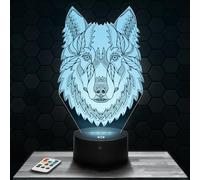 Lampephoto.fr - Wolf Mandala 3D Lamp Geometric Animal Night Light 3D LED Illusion lamp, Christmas Birthday Gift idea for boy and Girl Children's or Adult Bedroom Night Light, Gifts Merchandising