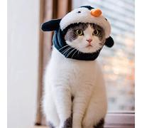 lamphle Funny Winter Cat Beanies Caps Soft Small Pet Headwear Penguin Hat for Cat Puppy Dog Party Costume Accessory Headgear Daily Collocation S-Penguin