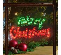 LAMPHOME 18" 50 Lighted Merry Christmas,Pre-Lit Merry Christmas Sign Window Sculpture Decoration