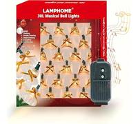 LAMPHOME 30 Lights Christmas Musical Bell String Lights, 25 Classical Holiday Songs, 7 Functions Clear Incandescent Bulb Green Wire Light with Yellow Bells for Indoor Xmas Tree Decorations