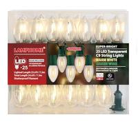 LAMPHOME Outdoor Christmas Lights 25FT C9 Vintage Christmas String Lights with 25LED, Hanging C9 Warm White String Lights for Christmas Garden Patio Backyard Party Decor, Green Wire