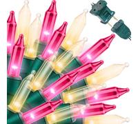 LAMPHOME Pink Clear Christmas Valentine's String Lights 100 Mini Incandescent Fairy Light Decor 20 Ft Green Wire Indoor & Outdoor Party Patio Bedroom, Xmas Tree Garland Easter Holiday Decoration