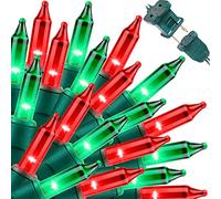 LAMPHOME Super-Bright Extendable Christmas Lights Decoration 100 Lights 19.6ft UL Certified Mini Bulb String Lights for Outdoor Christmas Tree Garden Party Patio Garland Decor (Red+Green)