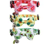 Lamphyface 3 Pack/Set Cat Collar Breakaway with Cute Bow Tie and Bell for Kitty Adjustable Safety Fruit