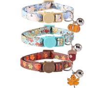 Lamphyface 3 Pack Thanksgiving Cat Collar Fall Autumn Holiday with Bell Pendant Breakaway Adjustable Accessory for Cats Kitten Kitty