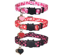 Lamphyface 3 Pack Valentine's Day Cat Collar with Bell Breakaway Adjustable Love Heart