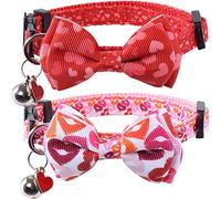 Lamphyface Valentine's Day Cat Collar Breakaway with Cute Bow Tie and Bell for Kitty Adjustable Safety Love Heart