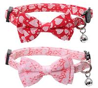 Lamphyface Valentine's Day Cat Collar Breakaway with Cute Bow Tie and Bell for Kitty Adjustable Safety Love Heart