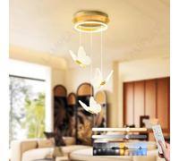LAMPLAY Modern Gold LED Chandelier Light, Dimmable 3 Butterfly Shape Pendant 3000K-6000K with Remote Control, Adjustable Height Living Room Lamp, for Hallway, Dining Room, Staircase, Villa, Kitchen