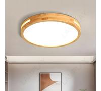 LAMPLAY Round Wooden Ceiling Lamp, Ø30cm Neutral Light LED Lamp, Original Natural Wood 4500K 18W,Side Hollow Design,Bedroom Living Room Study Children'S Room Kitchen Dining Room Corridor Entrance Hall