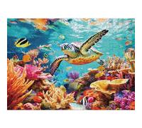 lamplig Jigsaw Puzzles for Adults 1000 Piece - Sea Turtle Ocean Beach Coral Reef - 1000 Pieces Jigsaw Puzzles for Adults with Letters on Back - Family Puzzle Game Gifts - 27.6"L X 20.5"W, 1:1 Poster