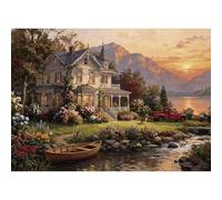 Lamplig Jigsaw Puzzles for Adults 1000, Victorian House Sunset Scene Puzzle